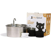 KittySpout MFM0300 Stainless Steel Cat Water Fountain 3.2L/108oz - Durable, Quiet, Easy to Clean