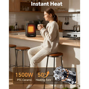 NFTIGB 1500W PTC Space Heater, Portable Ceramic Electric Heater, Black, Compact Desktop Design