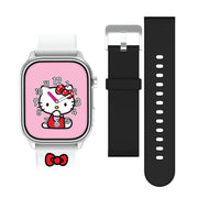 Sanrio HK40056WM Hello Kitty Adult iTime Digital Smart Watch with White and Black Interchangeable Silicone Strap