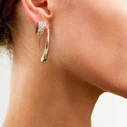 Unbranded BS6738-S 925 Sterling Silver Diamond Cut Huggie Hoop & High Polished Threader Earring Set