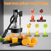 Megecy Cast Iron Juicer Hand Press, Heavy-Duty Manual Citrus Juicer for Lemon, Pomegranate, Lime, Orange, Black
