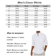 Sogami Men's Long Sleeve Cotton Linen Shirt, Band Collar, Button Down, Loose Fit, Casual