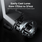 KastKing Kestrel Elite Baitcasting Fishing Reel, Lightweight Carbon Fiber Frame, 11+1 Bearings, 8.4:1 Gear Ratio, Gray