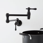 Signature Hardware 488315 4.6 GPM Double Handle Wall Mounted Retractable Pot Filler, Matte Black