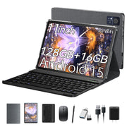 Kimlok Android 14 Tablet, 11 Inch IPS HD Touch Screen, 16GB RAM, 128GB Storage Expandable to 1TB, Octa-Core MTK8786 Processor, GPS, Dual-Band WiFi, Bluetooth 5.0, Dual Camera 8MP+13MP, Keyboard Bundle, D105B-DPJ