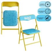 Idea Nuova Bluey Kids Table and Chair Set, 3-Piece Folding Activity Furniture with Square Table and 2 Padded Chairs, Durable Steel Frame, Ages 3+