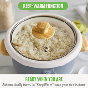 GreenLife 3 Cup Non Stick Electric Rice Cooker with Ceramic Coating, Cream, Auto Keep Warm, CC008704-003