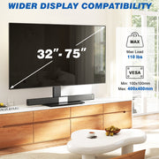 RTVR Universal Table Top TV Stand, Adjustable Height 27.6-31.9 in, Swivel 30, Black, Fits 32 to 75 Inch TVs