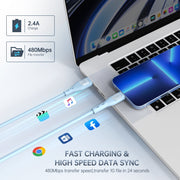 cshidworld Lightning Charger Cable 3 Pack 6 ft, Purple Blue Pink