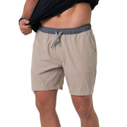 Burlebo Men's Athletic Shorts, Heather Khaki Venado Camo, Lightweight Moisture-Wicking Fabric, 4-Way Stretch, Utility Pockets, Regular Fit, AWS