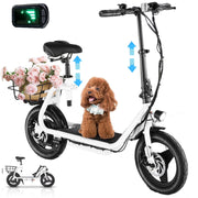 COBIZI EME253 Electric Scooter for Adults with Seat&Peak, White
