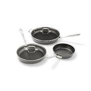 All-Clad HA1 Hard Anodized Nonstick Fry Pan Set, 5-Piece Cookware, 8 in, 10 in with Lid, 12 in with Lid, Induction Compatible, Oven Safe to 500F, Black, E100S563