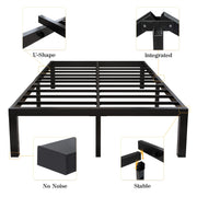 Yookare 18 Inch Heavy Duty Platform Bed Frame, Metal, Black, Queen, 4000 lbs Capacity