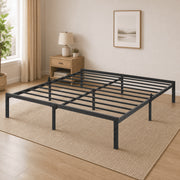 Bedsnus 14 Inch King Metal Platform Bed Frame, Heavy Duty, Black, Mattress Retainer Brackets, 14 Inch Clearance