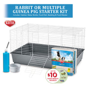 Kaytee My First Home Rabbit and Multiple Guinea Pig Starter Kit Habitat, Deep Plastic Base, Chewproof Latches, Grey, 42 x 18 x 20 in