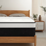 Kviwasha 12 Inch Twin Hybrid Mattress with Gel Memory Foam and Pocketed Coil Support, Medium Firm, Breathable Euro Top, Black