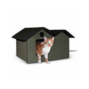 K&H Pet Products 100213436 Outdoor Multi-Kitty House Cat Shelter Heated or Unheated, Olive, Heated