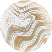 PLASTICPRO Elegant Disposable Plastic Plates Set, Gold and Silver Curve Design, 32 Pack with 16 10-Inch Dinner Plates and 16 7.5-Inch Salad Plates