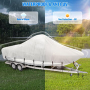 SHELTUSE YTZ02-17-19 16-18Ft Heavy Duty 1200D Oxford Boat Cover, 16' - 18'L, Beam Width Up to 98'' W, Grey