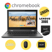 Lenovo 300E 2-in-1 Chromebook, 11.6-Inch HD Touchscreen, MediaTek 8173C 2.1 GHz Processor, 4GB DDR3 RAM, 32GB SSD, Chrome OS, Alloy Wireless Mouse and Mousepad Bundle