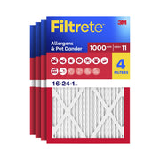 Filtrete HVAC Air Filter, MERV 11, MPR 1000, Allergen and Pet Dander Control, 16x24x1, 4 Pack, 9825-4