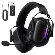 Ecomoment Wireless Gaming Headphones, 2.4 GHz USB and Bluetooth 5.2, 7.1 Virtual Surround Sound, Detachable Microphone
