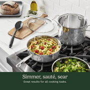 Cuisinart Advantage Pro Series 13-Piece Stainless Steel Cookware Set, Aluminum-Encapsulated Base, Oven Safe, Induction Compatible, Silver, 92CP-13