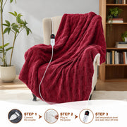 Dhole Electric Heated Blanket, Checkered Fleece, Queen 84x90 in, 6 Heat Levels, 10 Hour Auto Off, Red