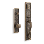 Signature Hardware SH552142AB EHHMDTB.15.700.10.L/R-ABS-NB-N - Hand Hammered Entrance Door Set - Knob w/spring assistance -No Backset -Antique Brass