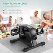 Upgo Mini Exercise Bike Under Desk Pedal Exerciser with Adjustable Resistance and LCD Display, Compact Blue