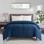 Style House Crinkle Comforter, Ultra Soft Navy Microfiber, All-Season King Size, WK703345