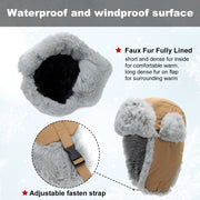 Toptie Winter Trapper Hat, Windproof Faux Fur Lined, Blue - Adjustable Strap