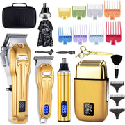 Roziapro RFCD-9551 Cordless Hair Clippers & Shaver Set Rechargeable Hair Grooming Kit, Gold