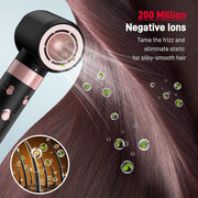 RACCOMB Salon 3 in 1 Hair Styler High-Speed Blow Dryer Brush with Auto-Wrap Curlers, Black and Rose