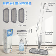 SUPTREE Floor Spray Mop with 15-Inch Looped Microfiber Pads, 440ML Refillable Bottle, 360-Degree Rotating Head, Ultra-Lightweight Design, Washable Mop Pads