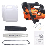 Paddsun 2500 Gas Chainsaw, 25.4cc 1.2HP Engine, 12-Inch Bar, Anti-Vibration Handle, Anti-Kickback, Orange