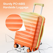 Zimtown Luggage Sets 3 Piece Hardshell Gradient Color Suitcase with Spinner Wheels and TSA Lock Yellow Orange