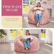 Hobestluk Bean Bag Chair, Memory Foam Filled, Plush Velvet Cover, Removable Machine Washable, Pink, 36 in