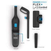 BLACK+DECKER PowerSeries Flex 3-in-1 Stick Vacuum, 600W Motor, Lightweight, 21-Foot Cord, 500ml Dustbin, Black