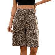 RDKTPXZ Women's Leopard Print Bermuda Shorts, leopard print, L