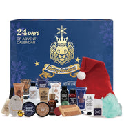 Rinse & Robust RRBCONON002 Advent Calendar 2024, 24-Piece Men's Grooming Set with Cinnamon, Sandalwood, Cedar, Leather Scents