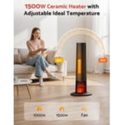 FLAMEMORE WLD034 Tower Space Heaters with Fireplace 1500W,Portable Electric Heater with 12H Timer, Remote Control, Black