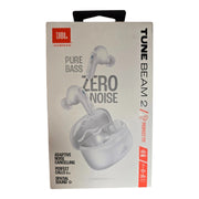 JBL JBLTBEAM2WHTAM Tune Beam 2 - True Wireless Noise Cancelling Inner Ear Earbuds - White