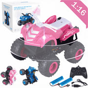 HNH 1:16 Scale RC Monster Truck, All-Terrain Off-Road Vehicle with Dual Rechargeable Batteries, Multi-Color Lights, Spray Function, Anti-Collision Bumpers, 2.4GHz Remote Control