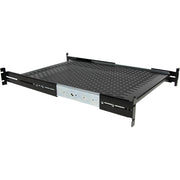 StarTech.com Server Rack Shelf, 19in Adjustable Depth, Vented Sliding, 2U, Black Cold-Rolled Steel, UNISLDSHF19