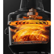AIRMSEN Portable Glass Air Fryer with Dual Borosilicate Glass Bowls, 4.8QT and 1.3QT, 1500W, Adjustable Time and Temperature, 4 Preset Modes, Dishwasher-Safe, Black