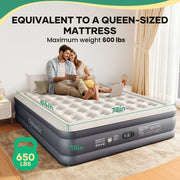 Ophanie Cal King Air Mattress, 18in Thick Puncture Resistant PVC, Built-in Pump, Quick Inflation/Deflation, Gray