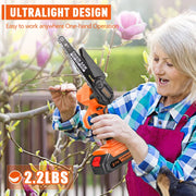 UNTIMATY S210202SETUS-MCP-WLH 6 Mini Chainsaw with 2 Batteries 2 Chains, 6-Inch Cordless Handheld Chain Saw Wood Cutter