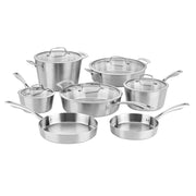 Cuisinart MultiClad Tri-Ply Stainless Steel 12-Piece Cookware Set, Tapered Conical Design, Brushed Stainless Steel, MCC-12