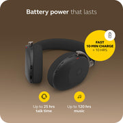 Jabra Evolve3 85 Wireless Over-Ear Headphones with Adaptive Active Noise Cancellation, Enhanced Spatial Sound, USB-C, Microsoft Teams Certified, Black